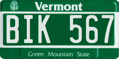 VT license plate BIK567