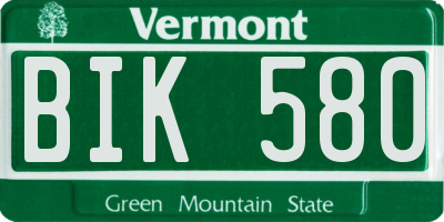 VT license plate BIK580