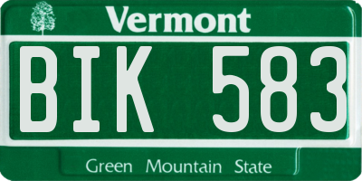 VT license plate BIK583