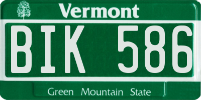VT license plate BIK586