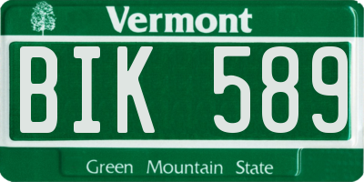 VT license plate BIK589