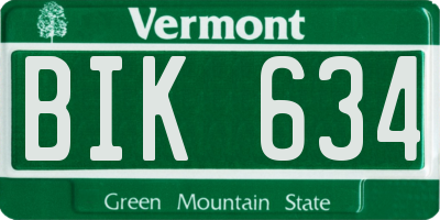 VT license plate BIK634
