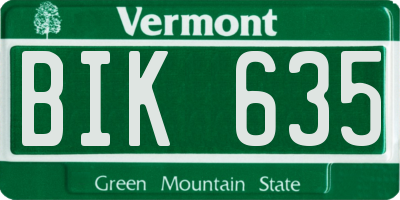 VT license plate BIK635