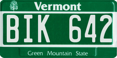 VT license plate BIK642