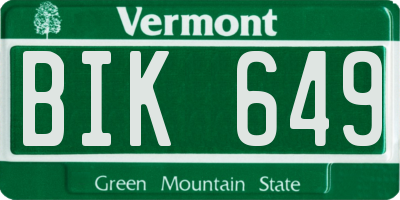 VT license plate BIK649