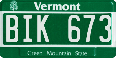 VT license plate BIK673