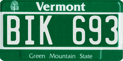 VT license plate BIK693