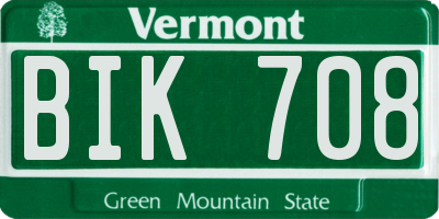 VT license plate BIK708