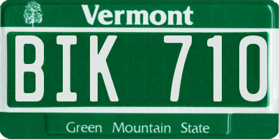 VT license plate BIK710