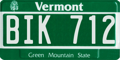 VT license plate BIK712