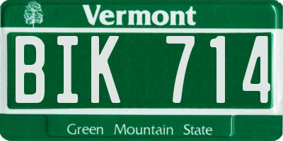 VT license plate BIK714