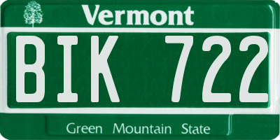 VT license plate BIK722
