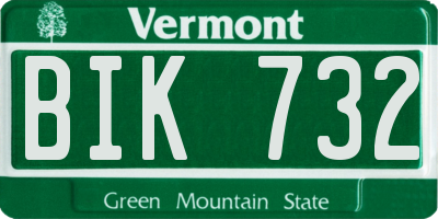VT license plate BIK732