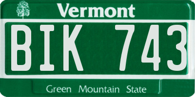 VT license plate BIK743
