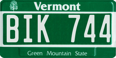 VT license plate BIK744