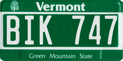 VT license plate BIK747