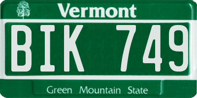 VT license plate BIK749