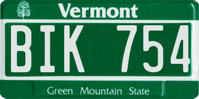 VT license plate BIK754