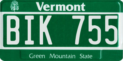 VT license plate BIK755