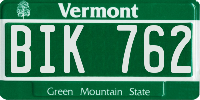 VT license plate BIK762