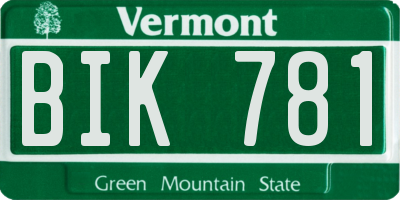 VT license plate BIK781