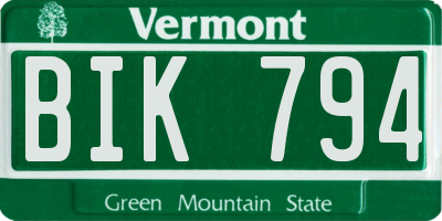 VT license plate BIK794