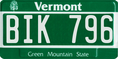 VT license plate BIK796