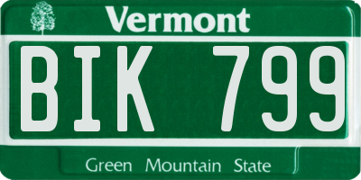 VT license plate BIK799