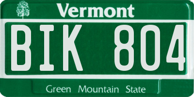 VT license plate BIK804