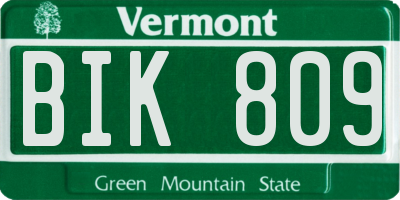 VT license plate BIK809