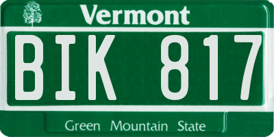 VT license plate BIK817