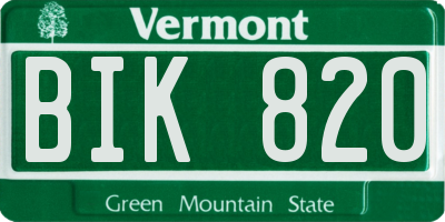 VT license plate BIK820