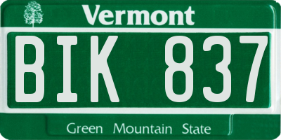 VT license plate BIK837