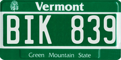 VT license plate BIK839