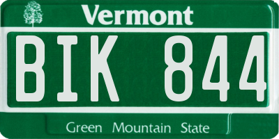 VT license plate BIK844