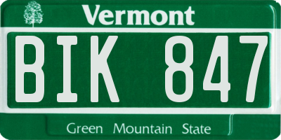 VT license plate BIK847