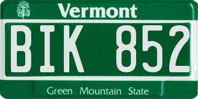 VT license plate BIK852