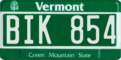 VT license plate BIK854