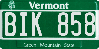 VT license plate BIK858