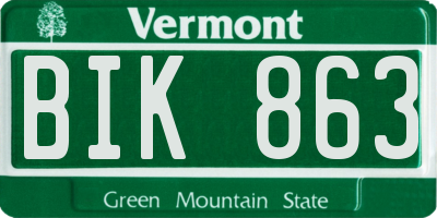 VT license plate BIK863