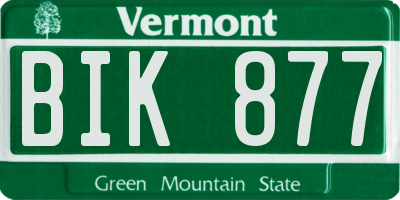 VT license plate BIK877