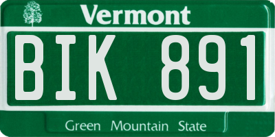 VT license plate BIK891