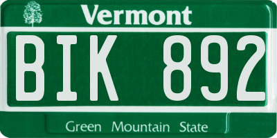 VT license plate BIK892