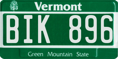 VT license plate BIK896
