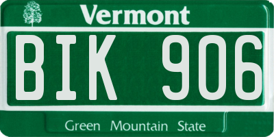 VT license plate BIK906