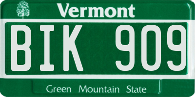 VT license plate BIK909