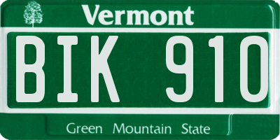 VT license plate BIK910