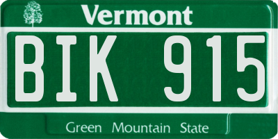 VT license plate BIK915