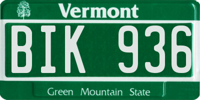 VT license plate BIK936