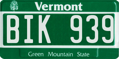 VT license plate BIK939